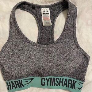 Gymshark Heathered Gray Sports Bra with Teal Band